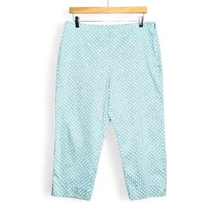 Talbots Heritage Cropped Pants. Turquoise/white. Size 14 Petite.